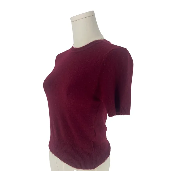 Joe's Jeans The Steph Shrunken Sweater Tee Syrah Burgundy XS Cropped Yak Wool‎ - Image 6