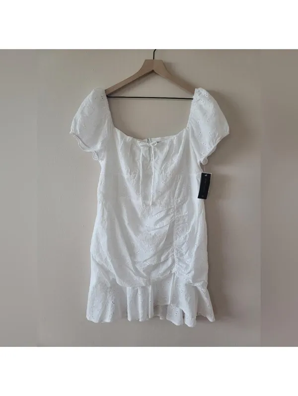 City Triangles White Eyelet Mini Dress NWT SZ 19 Cotton - Image 2