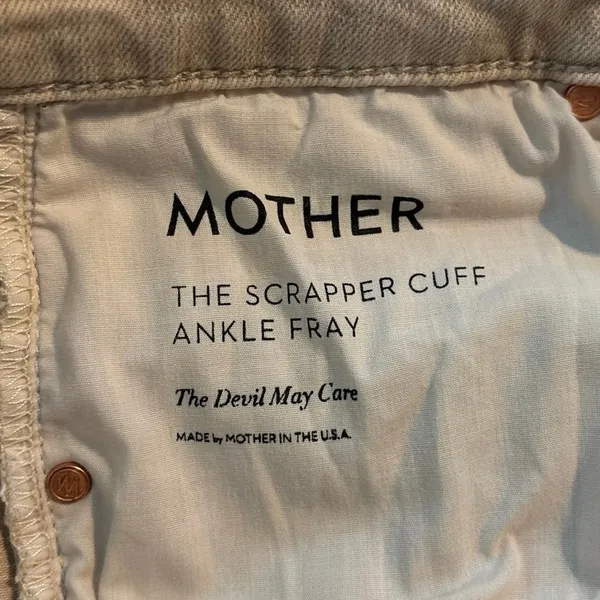 Mother Superior 29 The Scrapper Cuff Ankle Fray Jeans Devil May Care Wash FLAW - Image 7