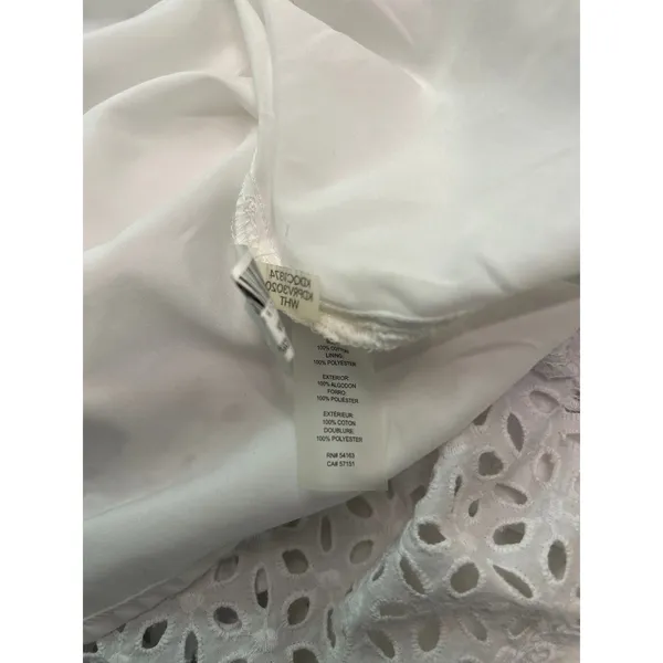 Kensie White Eyelet Midi Dress Smocked Feminine Romantic Puffy Sleeve Size 14 - Image 6