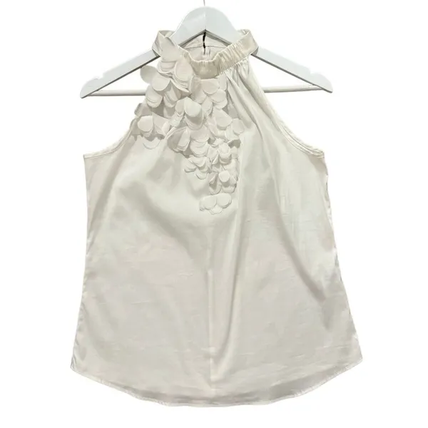 White House Black Market white pedal neck halter top size small - Image 2
