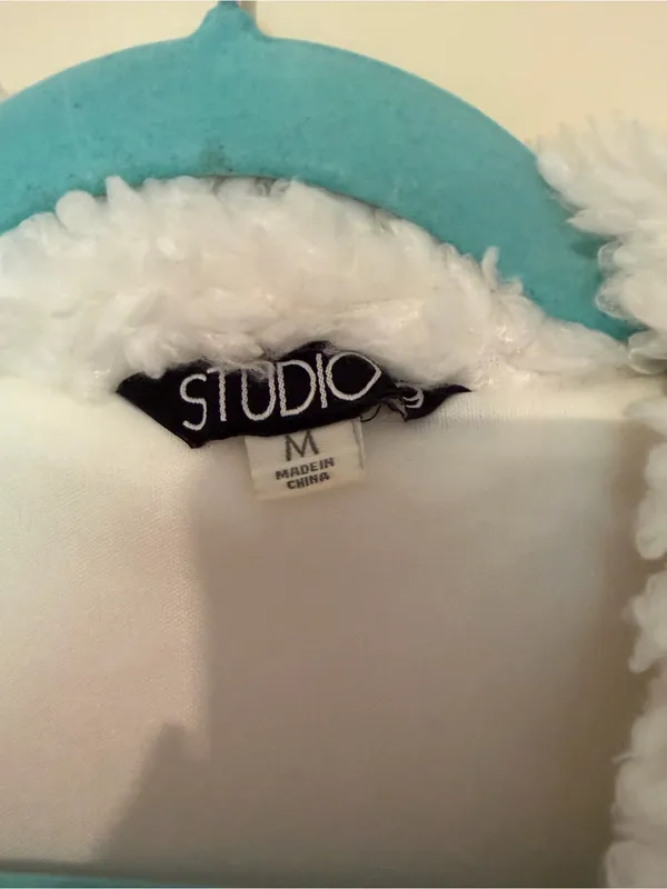 Studio White Fuzzy Shacket Size M Size M - Image 3