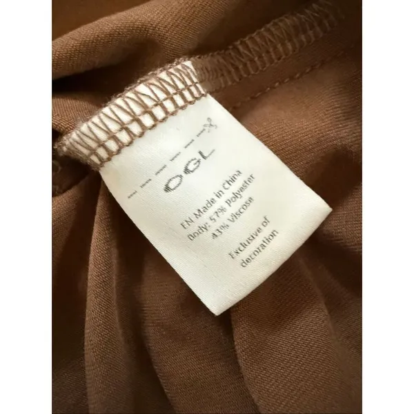 OGL Move Wide Straight Leg Elastic Waist Pants Caramel Brown M - Image 5