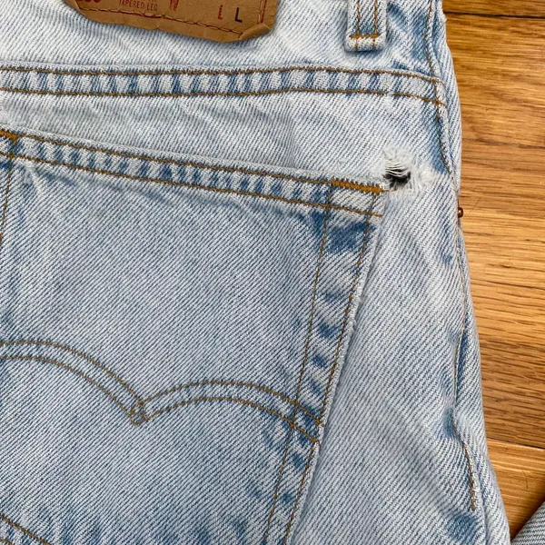 levis 505 vintage stonewash jeans Size 11 Long Juniors Taper Leg - Image 4