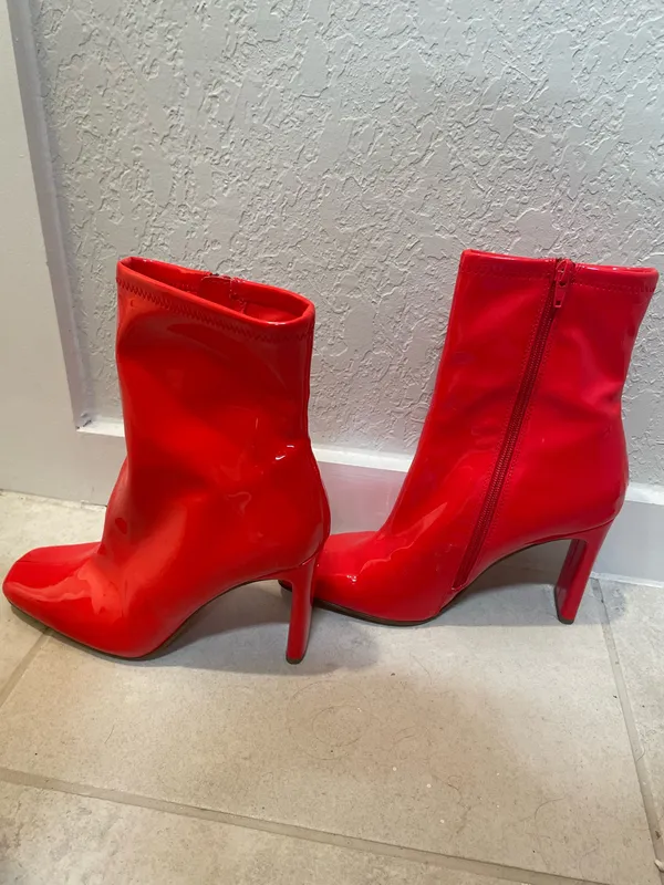 Steve Madden Red Latex Booties - Image 2