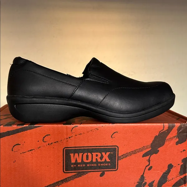 Worx Womens Black Leather‎ Slip On Work Comfort Slip Resistant Shoes Sz 10 M - Image 6