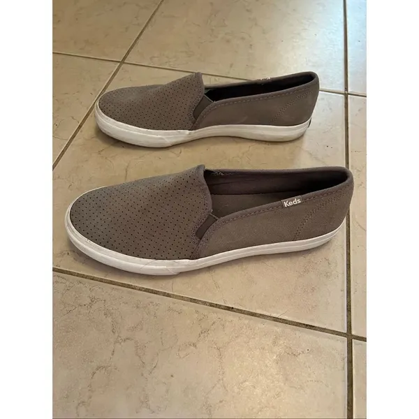 Keds Taupe Double Decker Perforated Suede Slip On Sneaker Women's Size 8 - Image 4