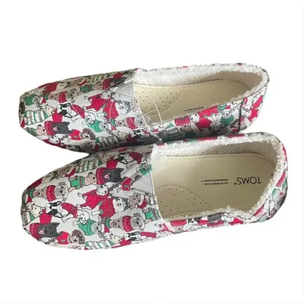 Toms‎ Christmas Dogs Sweaters 6.5 Shoes - Shearling Lined Holiday - Image 2