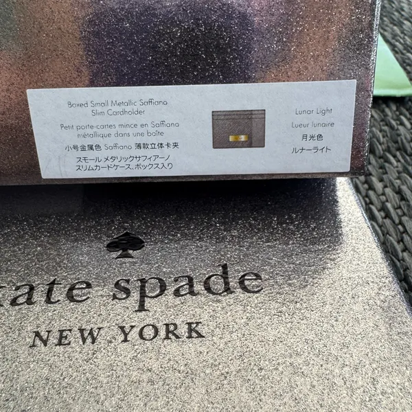 Kate Spade Card Holder Kenzie Metallic Saffiano Lunar NWT Gift Shopping Bag Plum - Image 6