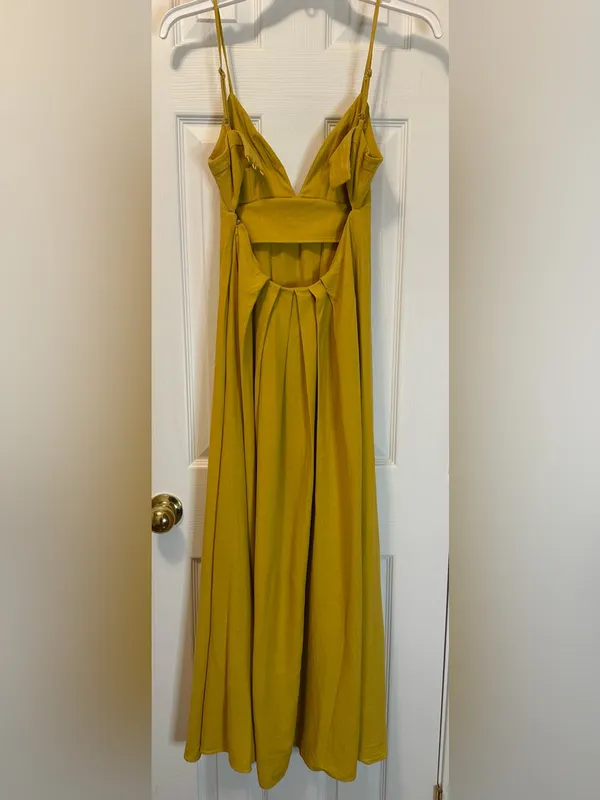 Asos Mustard Yellow Spaghetti Strap Maxi Dress - Image 2