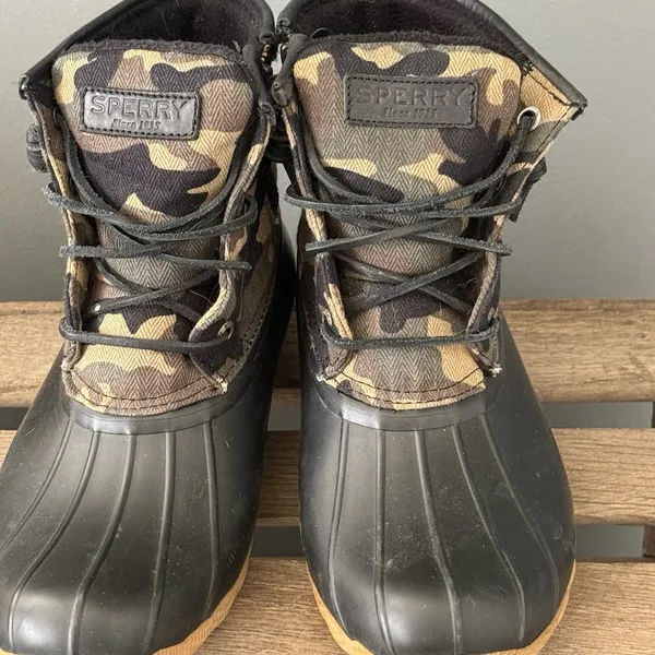 Sperry Saltwater Camo Womens Size 8.5M Water proof Lace up‎ Duck boots A53 - Image 5