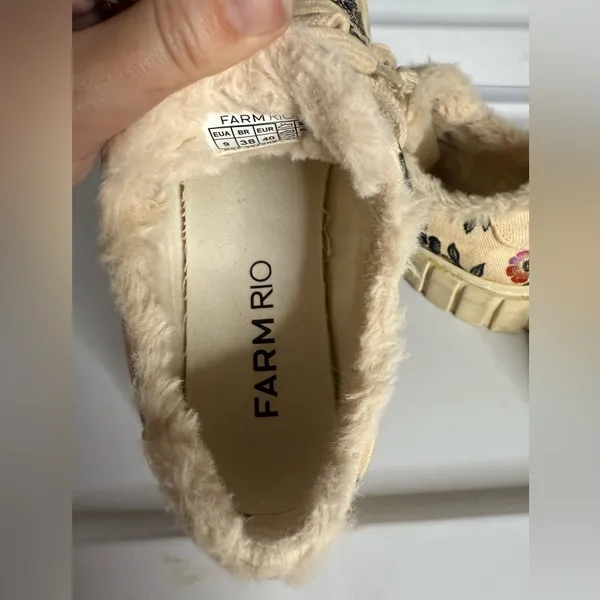 FARM Rio Cream Floral Faux Fur Lined Chunky Sole Sneakers 9 - Image 9