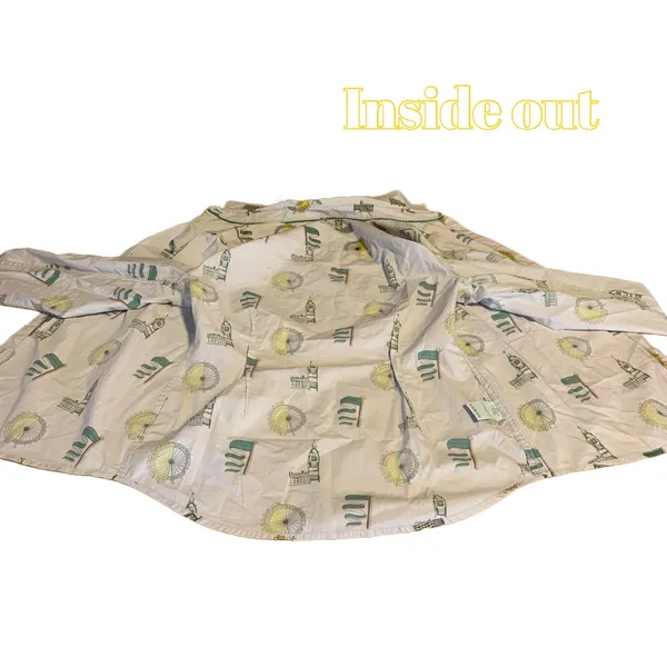 Boden Light Gray W/Yellow & Green London Theme Cotton Button Down Shirt (8) - Image 10