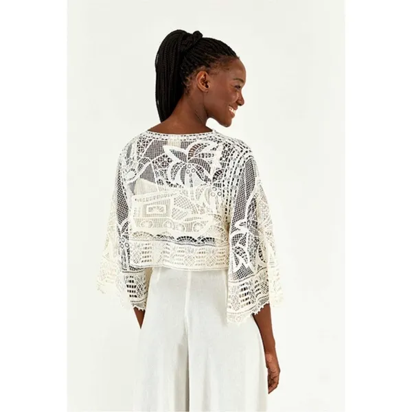 Farm‎ Rio Guipire Lace Blouse Off White Size XS NWT - Image 2