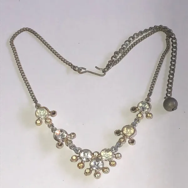 Vintage Rhinestone Accent Silver Tone Statement Necklace - Image 2
