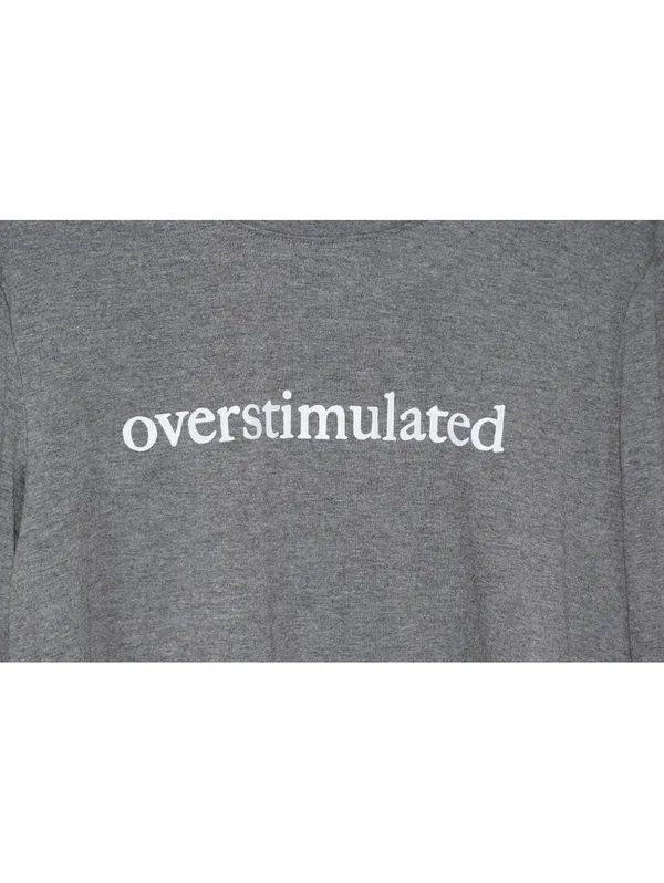 Overstimulated Gray Graphic Long Sleeve Tee Casual Statement Top Size XL - Image 5