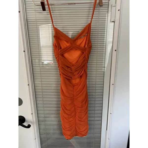 Hello Molly Orange Airy World‎ Dress Open Cut Out Back Size 4 - Image 5