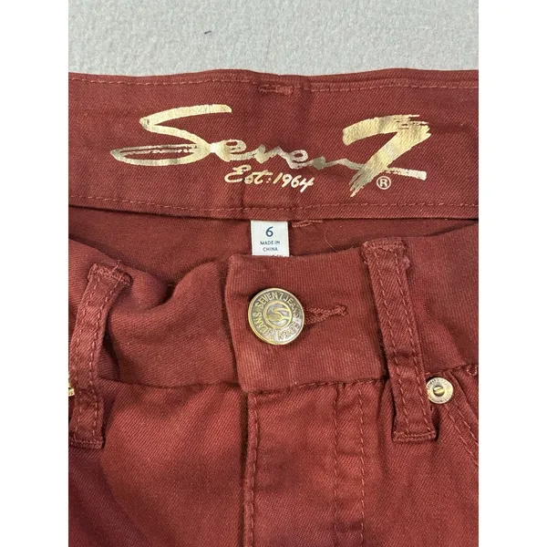 Seven7 Tummyless Women's‎ Size 6 High Rise Skinny Jeans Women's Fired Brick Red - Image 3