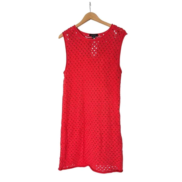 Sanctuary Red Crochet Knit Sleeveless Mini Shift Dress Size XL Lined NEW - Image 2