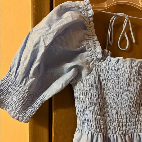 Hill House Athena Nap Dress in Light Blue Glitter Check - Image 7