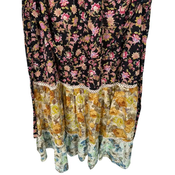 Anthropologie Sleeveless Ruffled Patchwork Floral Tiered Midi Dress Size Large - Image 14