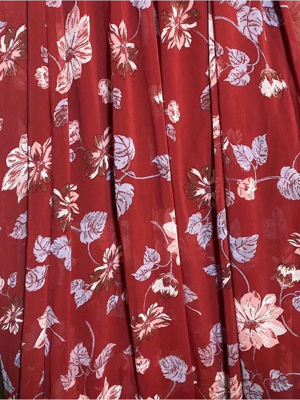 Free People Maxi‎ milkmaid Dress Medium Red Floral Fairy Whimsical Dress Boho - Image 8