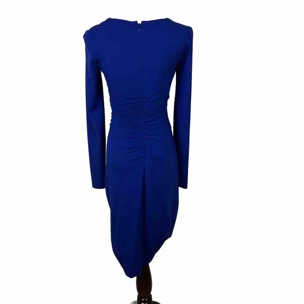 Cache Bodycon Dress Womens XS Blue Studded Keyhole Ruched Vintage‎ Long Sleeve - Image 4