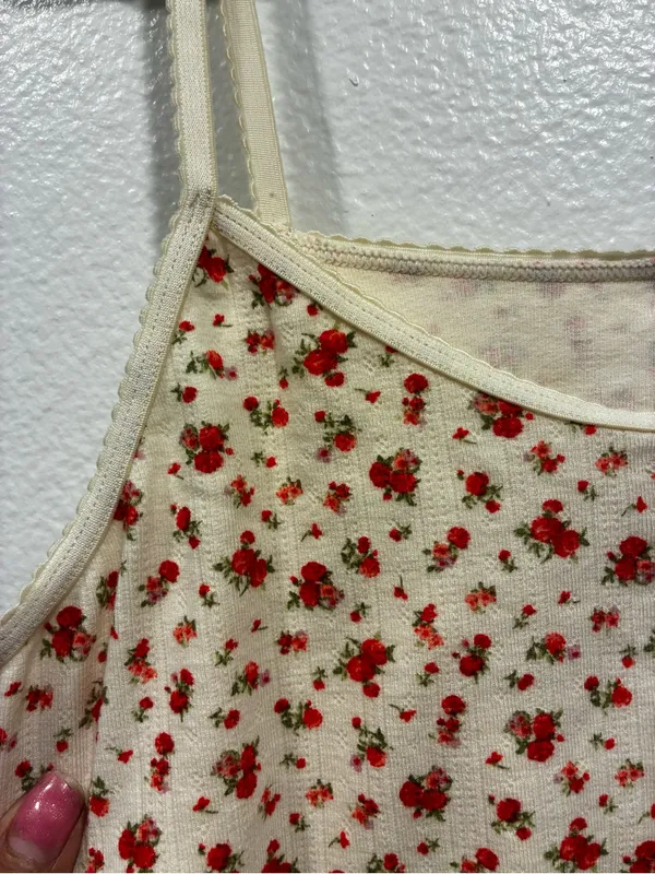 Parker × Target Women's Pointelle Tank Top - Cream Floral - Image 4