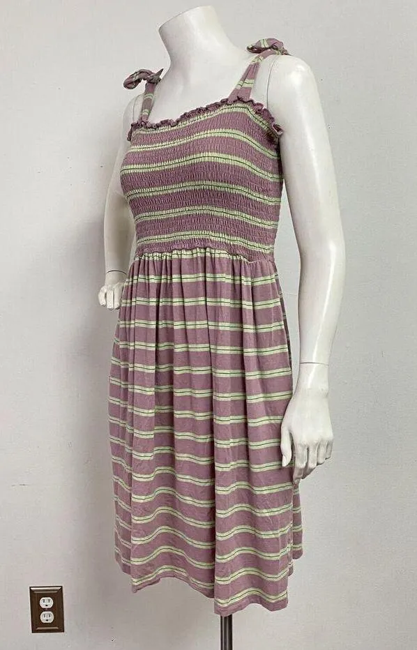 Toad & Co Tie Strap Sleeveless Women’s Dress Size L Purple Green Striped - Image 4