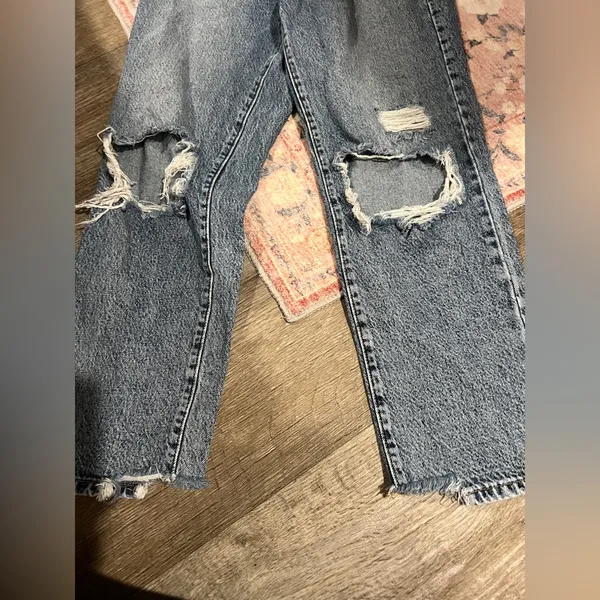 Pacsun high rise straight Distressed Blue Jeans‎ size 27 - Image 5