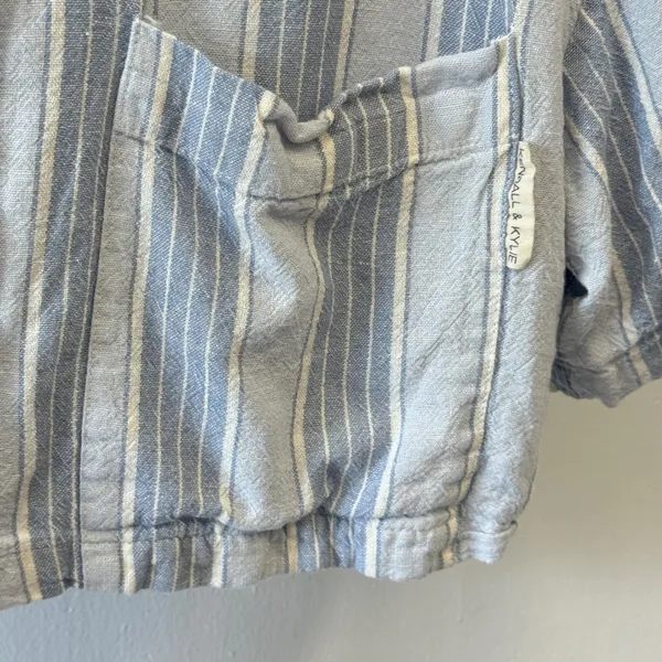 Kendall & Kylie Blue White Striped Cropped Button Down Shirt Boxy Medium - Image 4