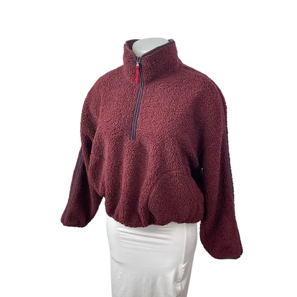Old Navy Women's Red Faux Sherpa Fleece Half Zip Pullover Sweater Top Size XL - Image 3