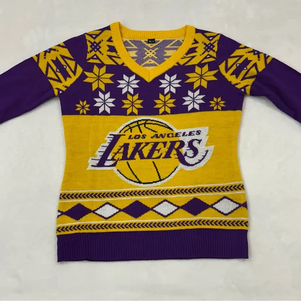 Los Angeles LA Lakers NBA Basketball Ugly Christmas XMAS Party Sweater Women’s M - Image 2