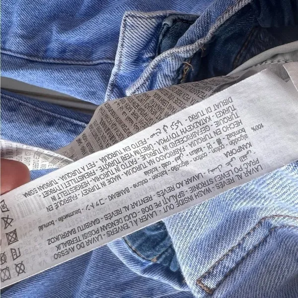 Zara Paperbag Waist Jeans Small Light Wash High Rise Ruffle Denim Mom Pants - Image 7