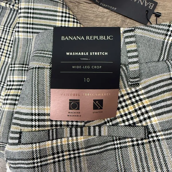 Banana Republic Checked Plaid Pants Wide‎ leg Womens Trouser size 10 - Image 5