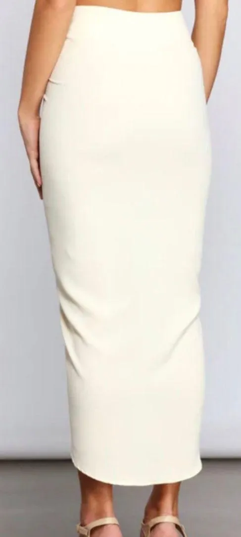 Windsor High-Rise Drama Ruched Midi Skirt - Medium - Image 4