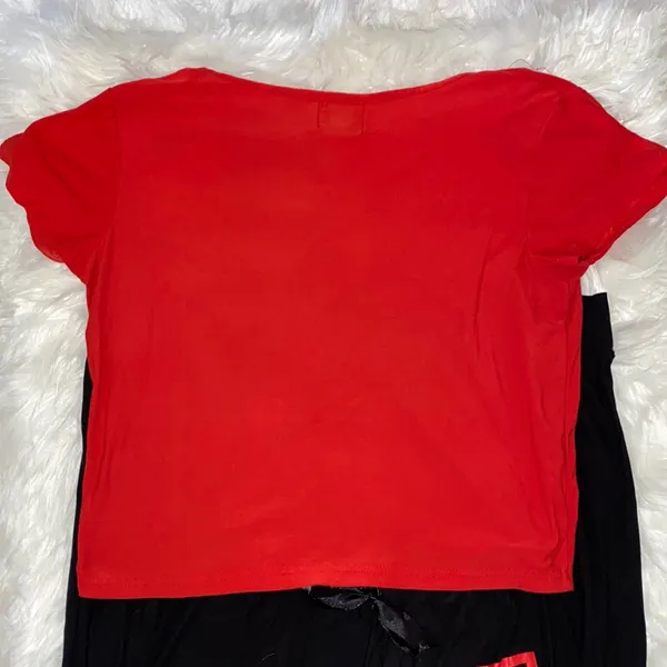 Charlotte Russe Red and Black Babygirl Sequin Print Pajama Set - Image 4