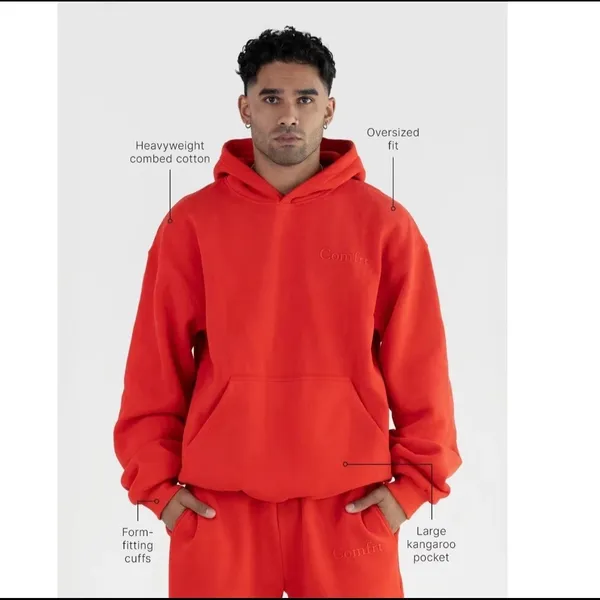 Comfrt Red Oversized Pullover Hoodie - Image 2