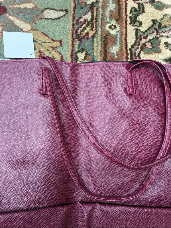 Nordstrom Purse Tote Bag Leather Dark Maroon Burgundy Women’s New With Tags - Image 5