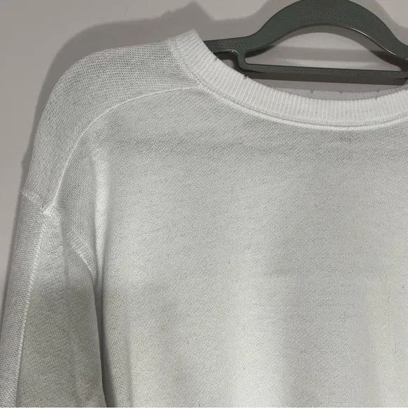 aerie crewneck cropped distressed white athletic sweater cotton blend - Image 2