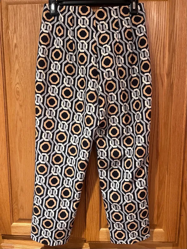 ZARA‎ Geometric Interlocking Chain Print High Rise Ankle Pants Size Small - Image 6