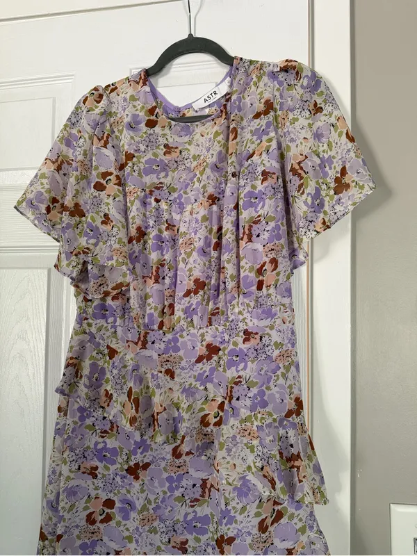 ASTR The Label Purple Lavender Ruffle Floral Maxi Dress Cottacore - Image 7