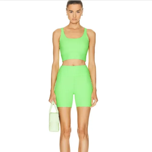 Year of Ours Gym Crop Bra Ribbed Tank‎ Neon Kiwi Green XS - Image 5