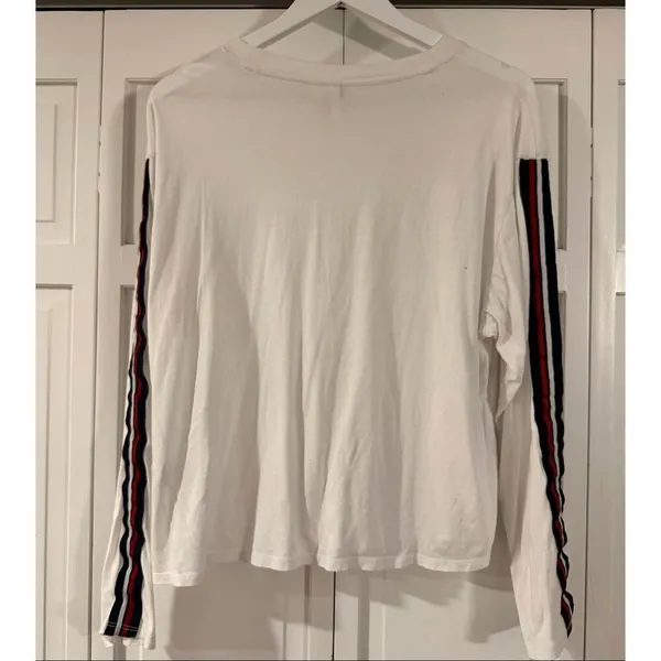 Z Supply white striped arm crewneck long sleeve size M - Image 3