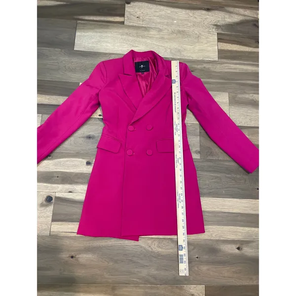 7 For All Mankind XS Fuchsia Double Breasted Tuxedo Blazer Fully Lined - Image 6