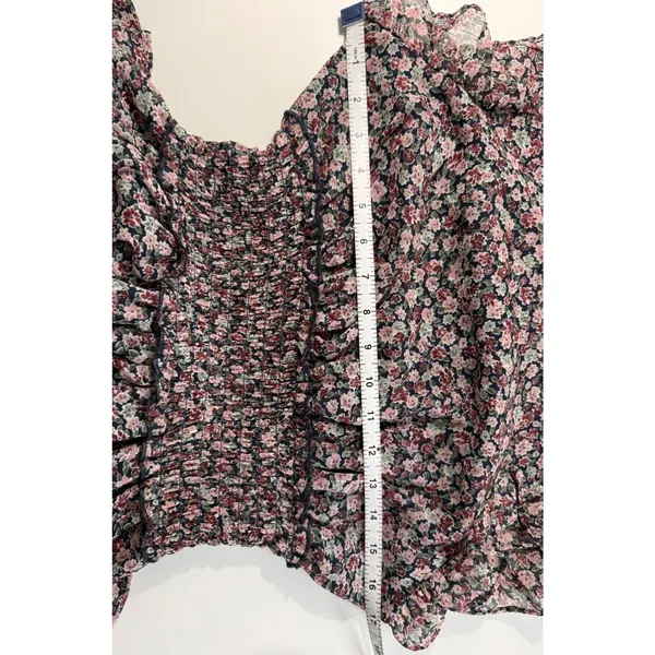 Altard State Navy Pink Floral Smocked Tiered Ruffle Mini Dress Size‎ Large - Image 6