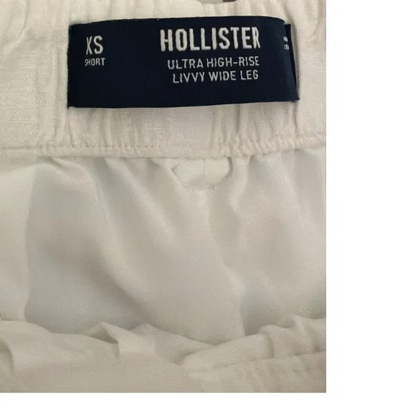 Hollister Livvy Wide Leg White Linen Blend Baggy High Rise Pants Size XS - Image 5