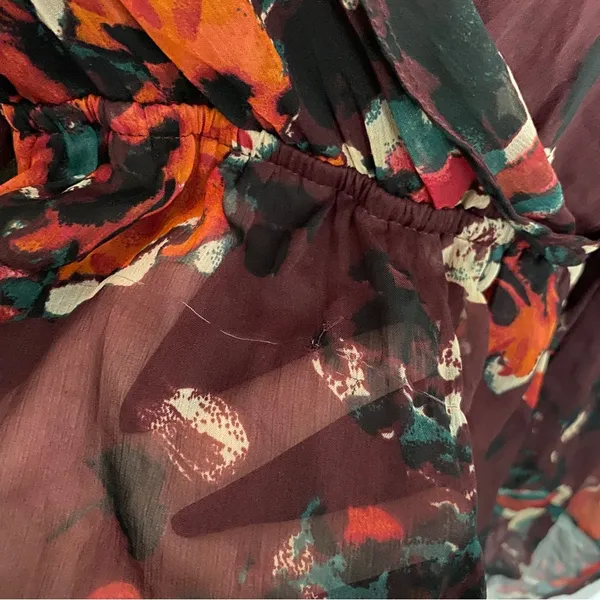 Abercrombie Burgundy Bell Sleeve Sheer Mini Dress - Image 10