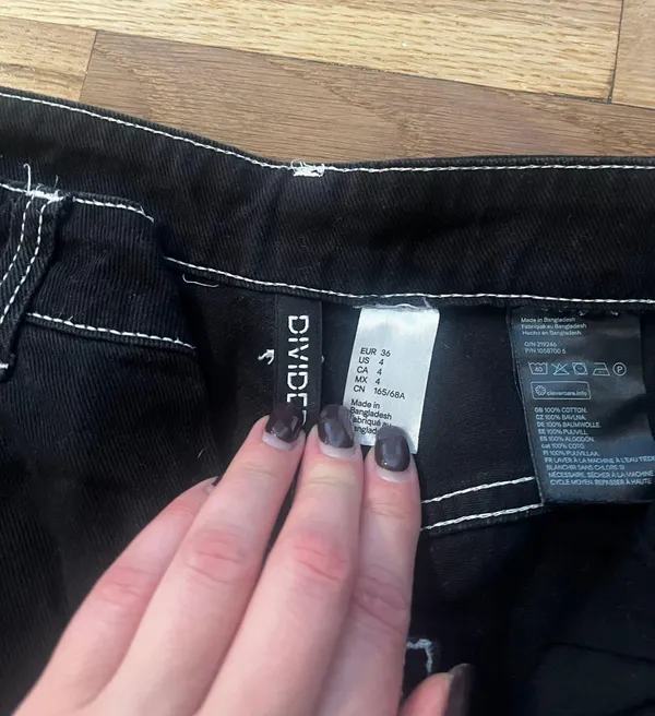H&M Black Contrast Stitch Cargo Pants - Image 2