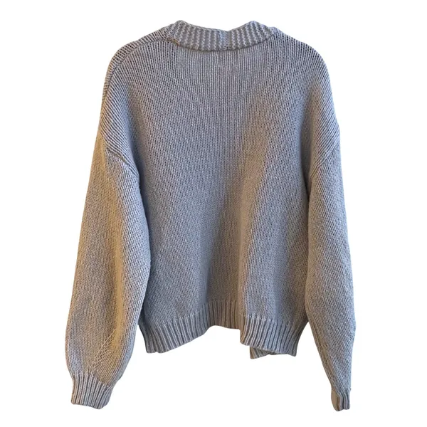 Luna Ivy Grey Blue Chunky‎ Knit Cherry Cardigan Sweater NWT Womens Small - Image 4